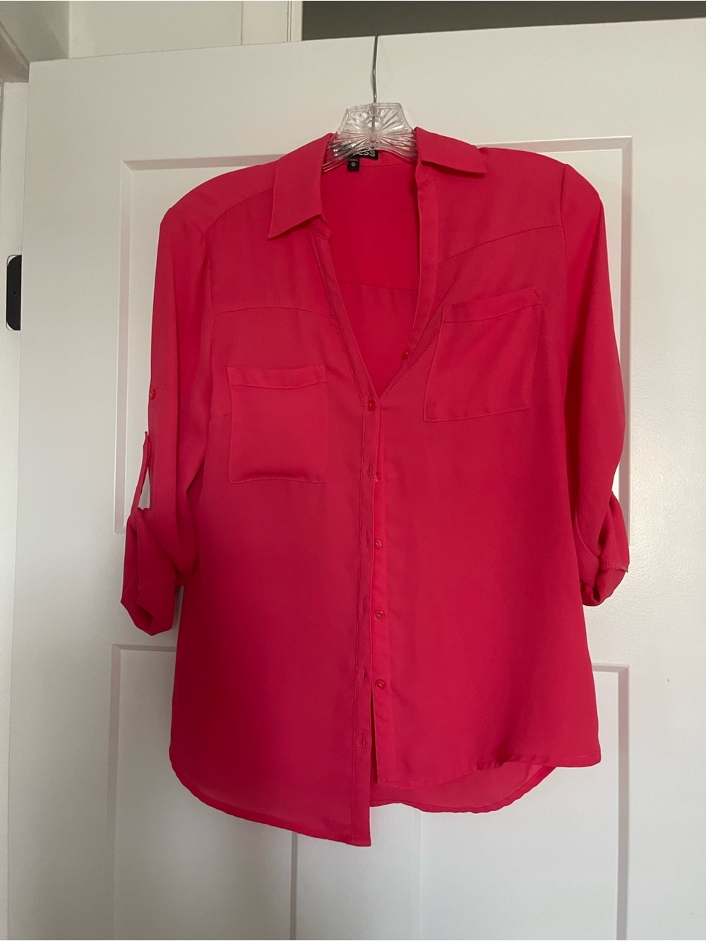 Express Hot Pink Button-Down Shirt